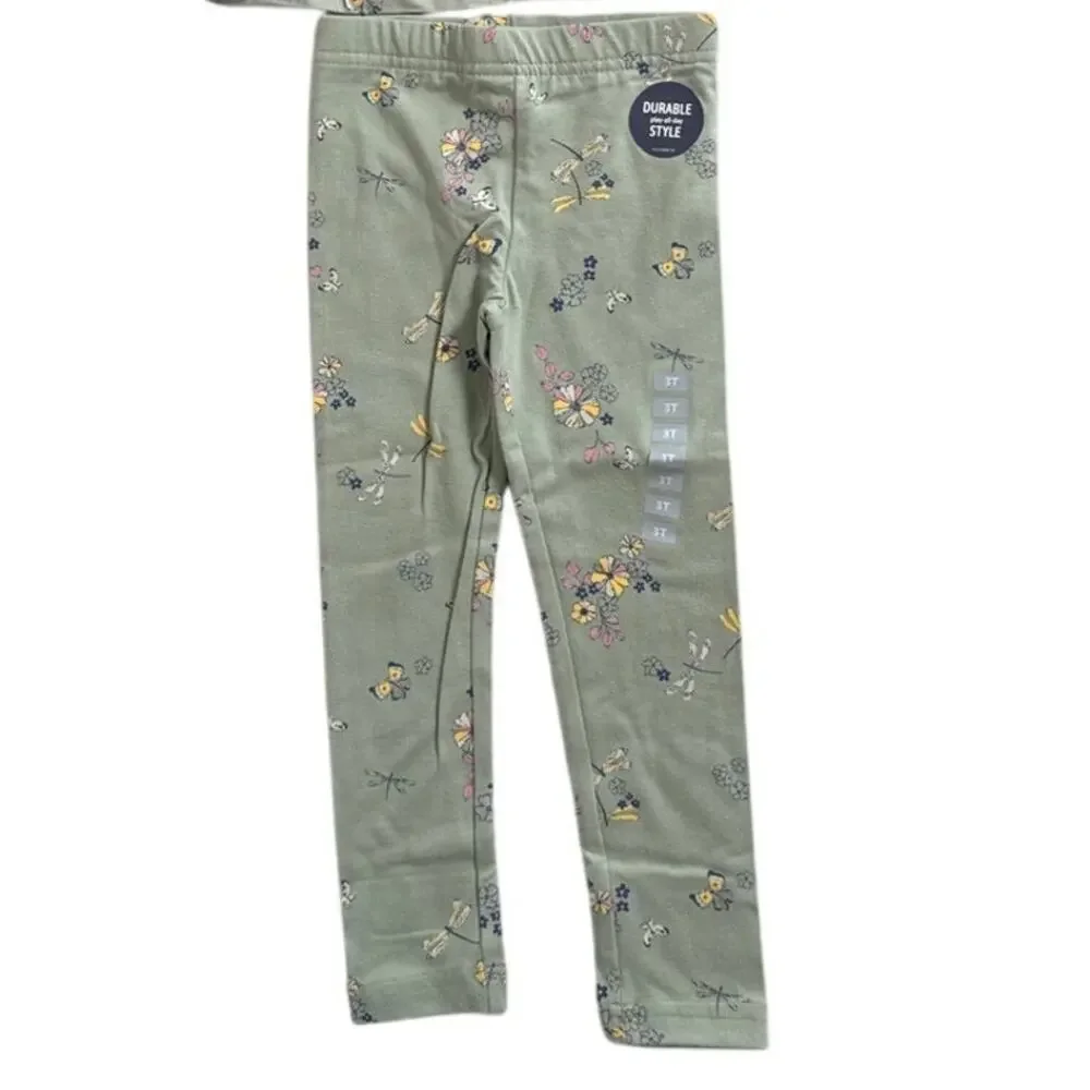 NWT‎ OshKosh Toddler Girls Sage Green Butterfly Short Sleeve Top and Leggings 3T
